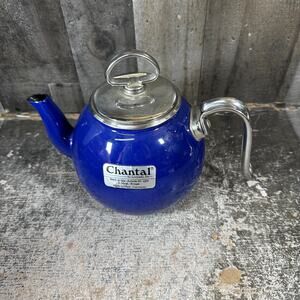 1997 VTG Chantal Serv-A-Tea Teakettle With Glass Warming Stand